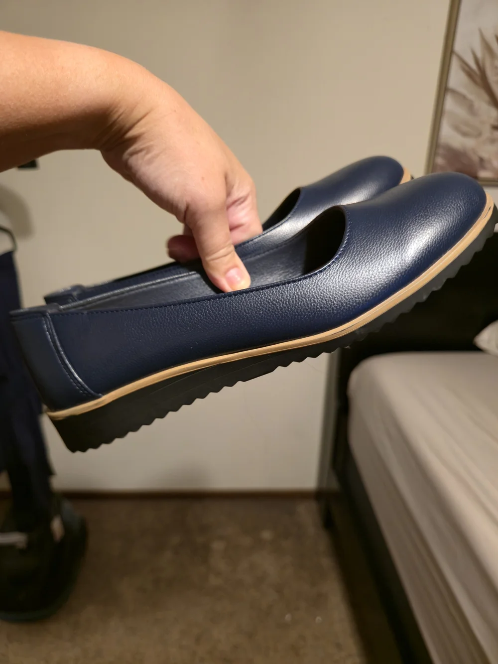 Womens Navy Slip-On Flats